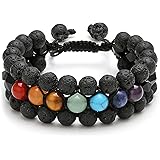 Top Plaza Mens Lava Rock Stone Essential Oil Diffuser Bracelet Chakra Yoga Healing Crystal Bracelet Natural Gemstone Beads An