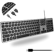 Amazon | Macally USB-C有線キーボード USBハブ付 Mac/PC用-US配列