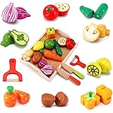 CARLORBO おもちゃ 木製 ままごと 新鮮お野菜＆果物 マグネット式 食材セット 女の子 男の子 木のおもちゃ サクッと切れるおままごと