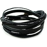 FRD.2Y Genuine Leather Bracelet for Women & Men,Unisex Multilayer Leather Adjustable Bracelet Cuff Wrap Multicolor Rope Wrist