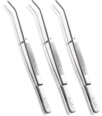 Uxcell 8-Inch Stainless Steel Straight Tweezers With Serrated Tip - Heavy Duty Garden & Workshop Tool