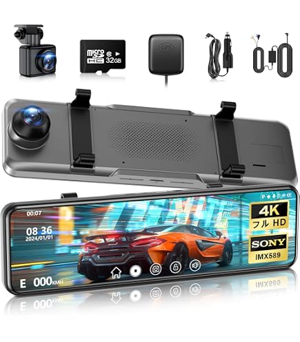 Amazon.co.jp: ドライブレコーダー ミラー型 前後カメラ搭載 2026 4K