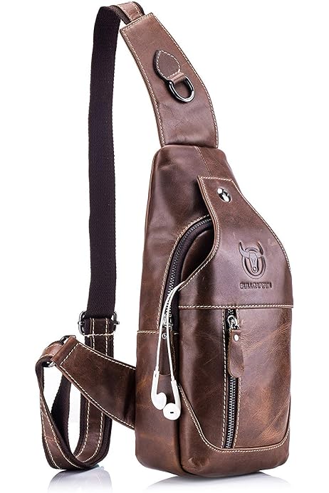 Men's Sling Bag Genuine Leather Chest 