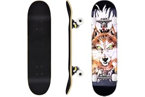 Nobuwileスケボー 子供 初心者 小学生 キッズ スケートボード コンプリート 31×8インチ スケボーデッキ 完成品 skateboard 7層カナディアンメープル製 ダブルキック 男の子 女の子 こどもの日 誕生日 プレゼント