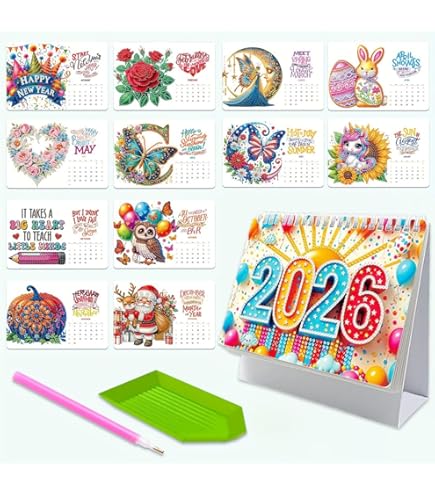 Amazon.co.jp: DIYダイヤモンドアート カレンダー 2026 厚紙