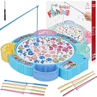 Haktoys Gioco Di Pesca Con Tavola Rotante, Musica E Luci - Set Giocattolo Per Bambini
