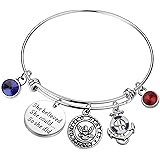 TIIMG Military Gift She Believed She Could So She Did Navy Army Air Force Bracelet Military Mom Wife Bangle Bracelet
