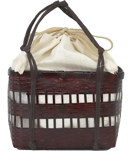 ◆新品　かごバッグ トートバッグ 巾着 竹細工 ベトナム 民族工芸品 ブラウン Amazon.co.jp: かごバッグ トートバッグ 巾着 竹細工 ベトナム 民族