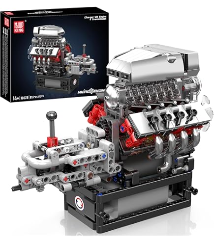 Amazon.co.jp: Mould King Visible V8エンジンビルディングブロック V8
