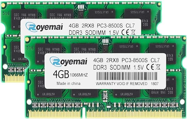 DDR3 1066MHz PC3-8500 4GBx2 1.5V Notebook Memory Module 204pin CL7 Non-ECC SO-DIMM Mac Compatible - 1