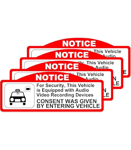 KEANBOLL 4 Pack Car Video Recorder Warning Stickers | Dash Cam Security Decals For Window