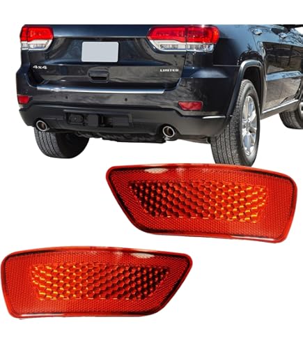 HERCOO Bumper Reflector Lights Lens Rear Right Fog Lamp Cover Compatible With Jeep Compass Grand Cherokee 2011 To 2017, Dodge Journey 2012 To 2018, Pack Of 2
