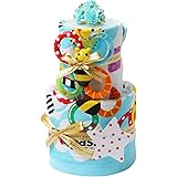 Sassy サッシー 出産祝い 身長計付き バスタオル ブルー 豪華2段 おむつケーキ パンパース テープタイプ S 手作り 男女兼用