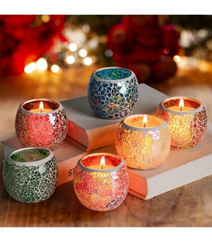 Amazon.co.jp: カラフルなガラス製ティーライトキャンドルホルダー 蓋