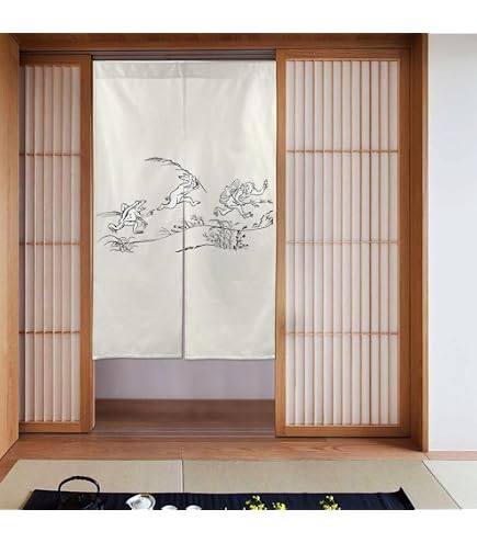 Amazon｜のれん工房 のれん 鳥獣戯画 モダン 店舗用 飲食店 お手洗い