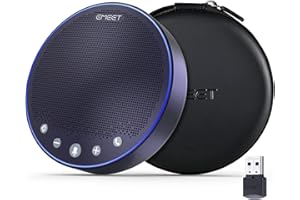EMEET M3 会議用マイクスピーカー Bluetoothスピーカーフォン 360˚全方向集音 高感度マイク ハウリング抑制・ノイズのキャンセリング 18h連続双方向通話 LED指示 Bluetooth USBアダプタ付属 最大12人 連結機能付き