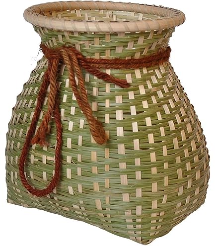 Amazon.co.jp: 花籠武関翠月作吊り下げ型竹籠花入れ花生竹編み籠華道具