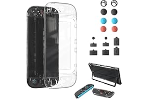 Switch2専用カバー分体式 Switch2 保護カバー 透明PC素材 耐衝撃 傷防止 Joycon用カバー＋猫肉球スティックカバー8個＋防塵プラグ8個付き｜分体式