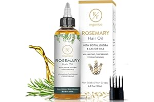 RV Organica Rosemary Oil for Hair Growth | Infused with Biotin Jojoba and Castor Oil | For Strengthen And Thicker Hair | Soothes Dry Scalp | Men and Women Both | 4 fl oz