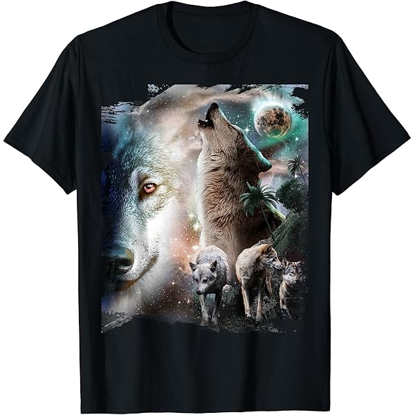 Amazon | 月 と オオカミ 狼 森 Tシャツ | Tシャツ・カットソー 通販
