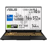 【Amazon.co.jp限定】 ASUS ゲーミングノートPC TUF Gaming F16 FX608JMI 16インチ GeForce RTX 5060 インテル Core i7 14650HX メモリ 16GB SSD 512GB リフレッシ