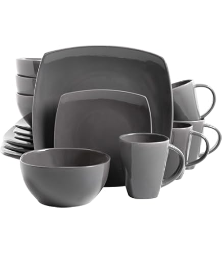 Stone Lain Grao Stoneware 16-Piece Dinnerware Set, Grey : Amazon
