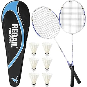 Hombasis バドミントン ラケット 2本 シャトル セット初心者 部活 トレーニング 試合用 練習用 スポーツ用品 レジャー ファミリー ケース付き