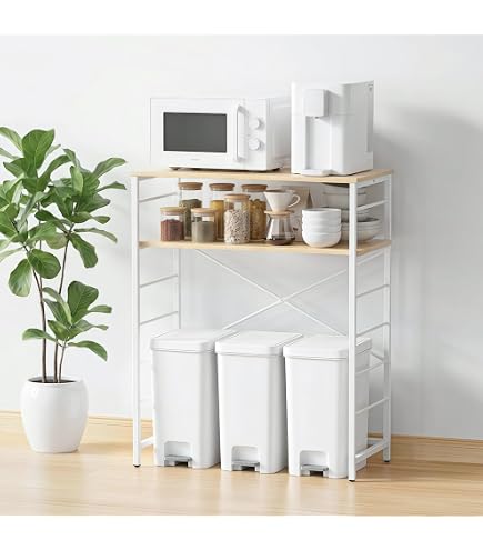 Amazon.co.jp: ゴミ箱上ラック 幅80×奥行40×高さ100cm キッチンラック