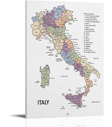 Amazon.co.jp: イタリア地図 - フレーム入りポスター/プリント