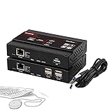 TreasLin 140m HDMI KVM エクステンダー 延長機器 HDMI to LAN HDCP 4K 1080P 対応 ディスプレイ CAT5E CAT6 CAT6e LANケーブル KVM USB 4K / 1080P HDMI 最長140M・KVMスイッチ制御・遠隔操作DVR、NVR、PC・PoE KVM Extender (HSV563送信機 + 受信機)