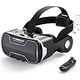 Dasimon【VRゴーグル】 VRヘッドセット VRグラス 3D スマホVR 高音質ヘッドホン付 VRメガネ120°視野角 VRヘッドマウントディスプレイ 4.7～6.5インチスマホ対応 本体操作可 Bluetoothコントローラー付 ワンクリック