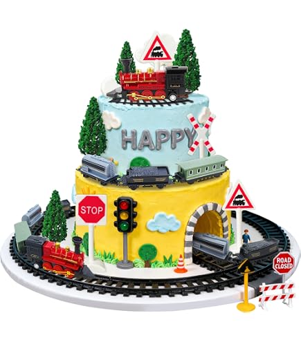 Roaring Good Time Decorazione Torta A Tema Treno Vintage, Set Completo Con Topper Treno E Stelline, Per Compleanno E Baby Shower - 2