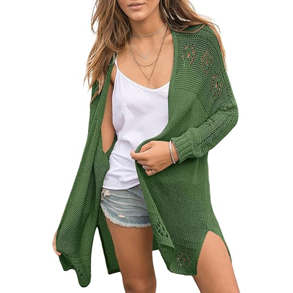 JGGSPWM Women's Summer Lace Cardigan Open Front 3/4