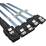 CableDeconn Mini SAS SATA変換 ケーブル Mini-SAS SFF-8087 36ピン to 4x SATA ケーブル ラッチ付 0.75m 10gbps