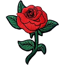 Amazon.co.jp: フラワーズ赤いバラ刺繍のバッジのアイロン付け