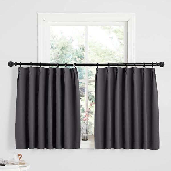 NICETOWN Class 1 Blackout Curtain for Small Windows, Thermal Insulation, Soundproofing, Home Decoration, Stylish, Bay Window, Kitchen, Living Room, Width 39.4 inches (100 cm), Length 31.5 inches (80 - 1
