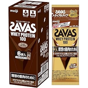 ザバス(SAVAS) ホエイプロテイン100 リッチショコラ味 トライアルタイプ 10.5g×6袋