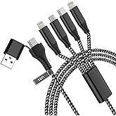 USB C Multi Charger Cable 4 in 2 Fast Charging 3M/10Ft [Apple MFi Certified] USB A/USB C to Micro USB+Type C+2 Lightning, Uni
