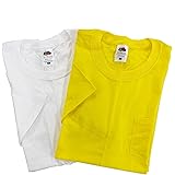 フルーツオブザルーム (FRUIT OF THE LOOM) ポケット付き Tシャツ 2枚セット メンズ USAコットン 無地 半袖 (ホワイトxイエロー, M)