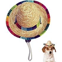 Kitatayi Dog Sombrero Hat, Mini Straw 