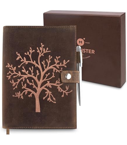 Albero A5 Genuine Leather Journal Refillable - 5x8 Notebook Cover - 360