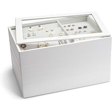 E：ブレスレット用 最高 グレー Oirlv ジュエリーボックス レザー 大