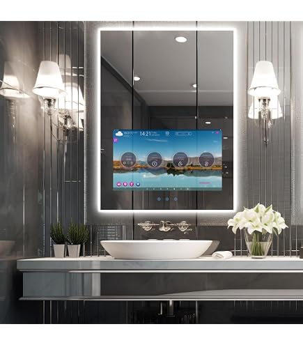 Amazon.co.jp: Haocrown 浴室用ミラー スマートテレビ内蔵 21.5型 防曇