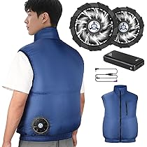 空調作業服 ファン付きベスト バッテリーセット 作業用ジャケット Lサイズ 空調作業服 ファン付き作業服 ベスト 30000mAhバッテリー付き 4
