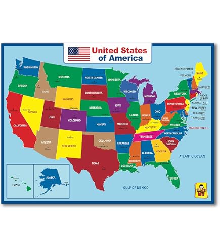 Amazon | Teacher Created Resources カラフルアメリカ合衆国地図