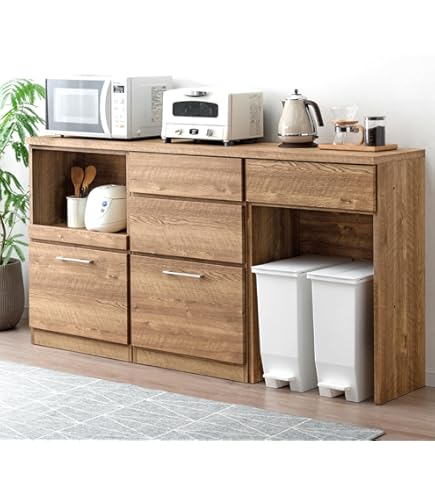Amazon｜タンスのゲン キッチンカウンター 伸長式 幅120～210cm 大川