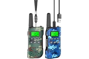 Inspireyes Walkie Talkies for Kids Rechargeable, 48 Hours Working Time Long Range, Outdoor Camping Games Toy Birthday Xmas Boys Age 8-12 3-5 Girls, 2 Pack Camouflage