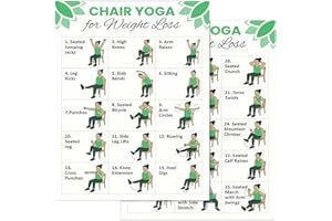 Yazisam シニア向け椅子エクササイズ - 30日ワークアウトポスター | 2点チェアヨガトレーナーガイド,シニア初心者向け モビリティ バランス 柔軟性 ストレッチ フィットネス 家庭 室内