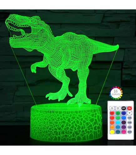 Amazon.co.jp : 3Dホログラム恐竜ナイトライト、4パターン、調光可能な