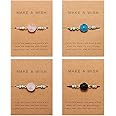 COLORFUL BLING 4Pcs/Pack Handmade Druzy Wrap Friendship Braided Bracelet Adjustable Wrist Cord Beaded Bracelet for Women Girl